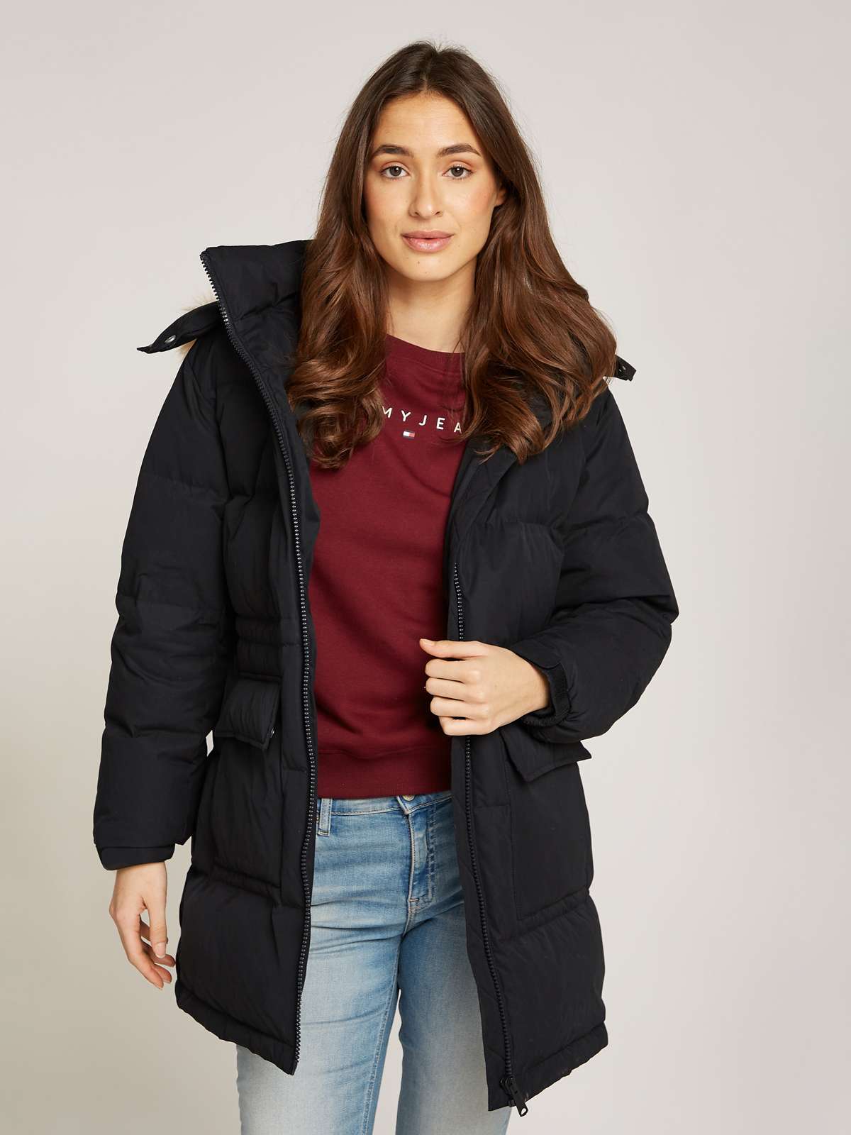 Стеганая куртка с капюшоном с искусственным мехом TJW MIDI ALASKA FAUX FUR