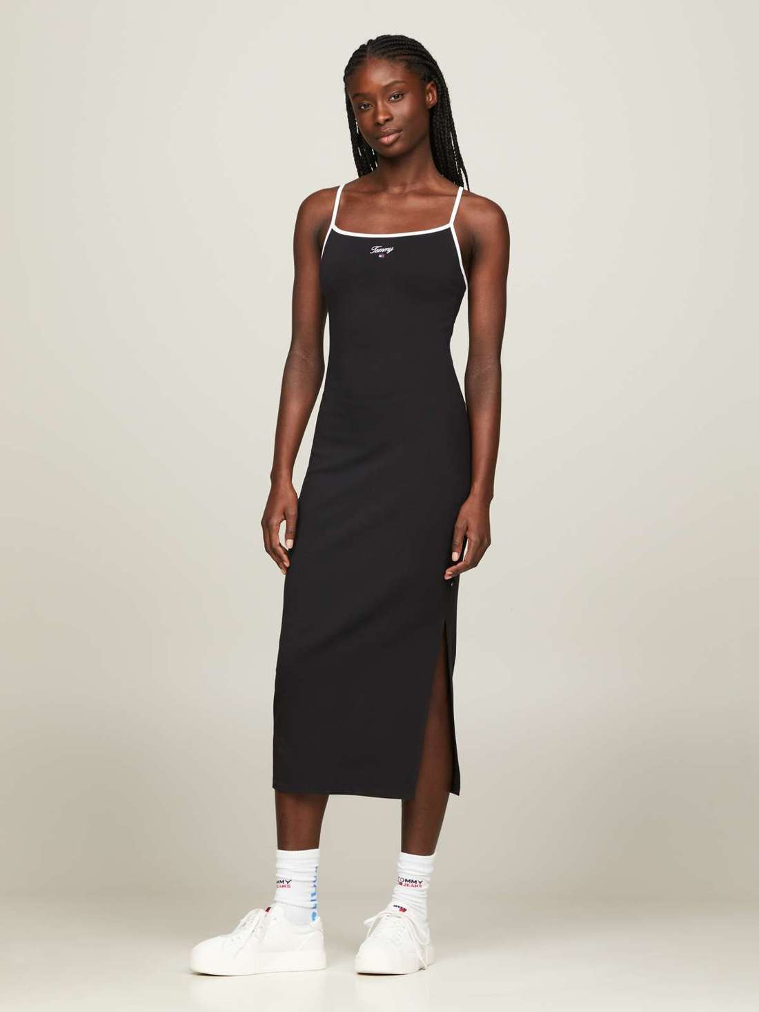 Платье-спагетти с надписью логотипа Tommy Jeans TJW TONAL SCRIPT MIDI DRESS