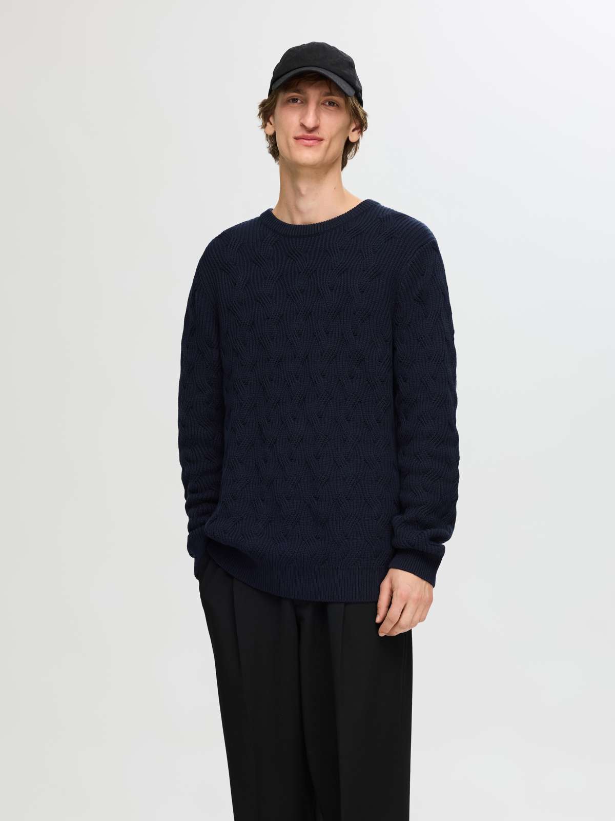 Вязаный свитер SLHCALLIS LS KNIT CABLE CREW NECK NOOS