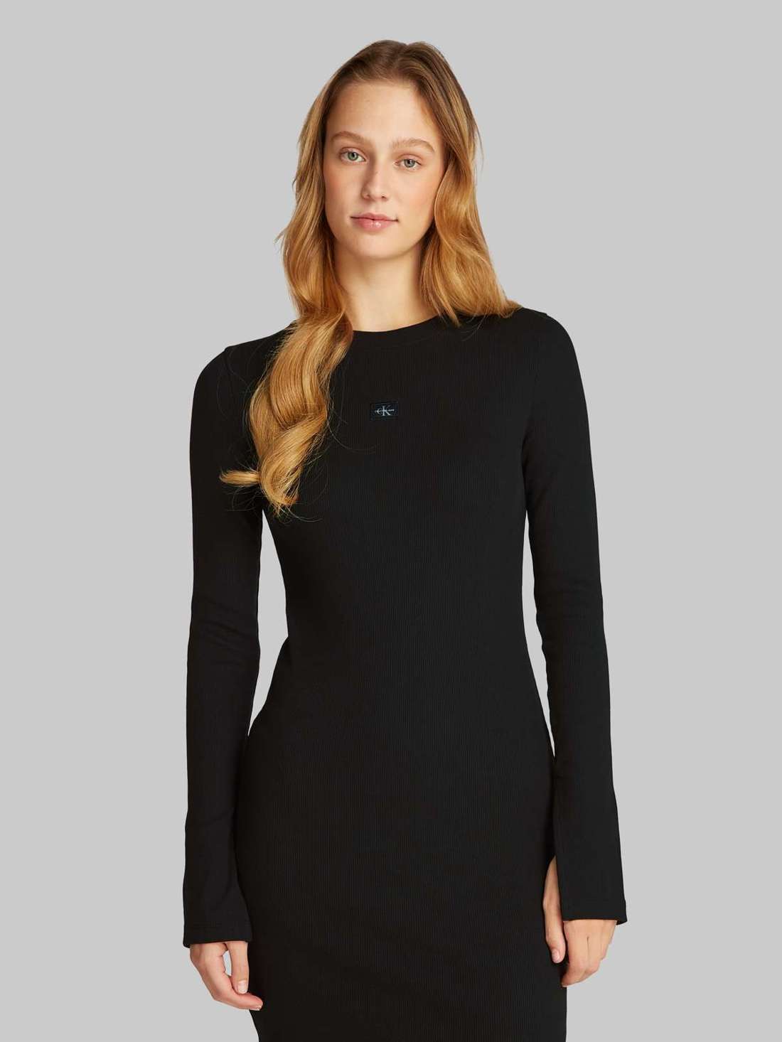 Платье макси с логотипом WOVEN LABEL RIB SHORT DRESS