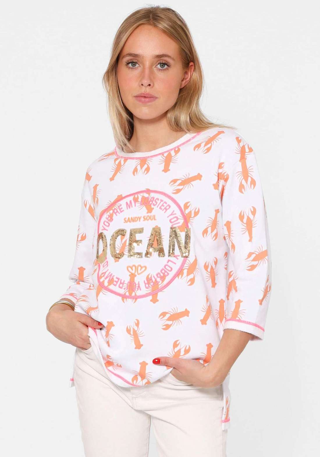 Рубашка с длинными рукавами, узором «зебра» и мотивом спереди, рукава 3/4. Shirt `Ocean Sandy Soul`