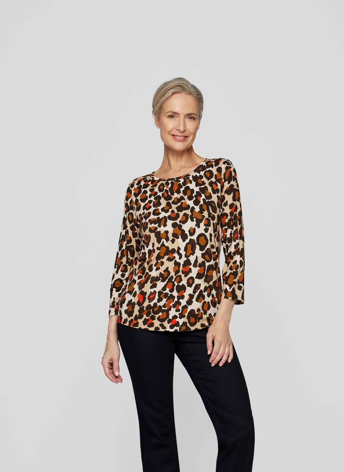 Рубашка с принтом Stilvolles 3/4-Arm-Shirt im Leopardenmuster
