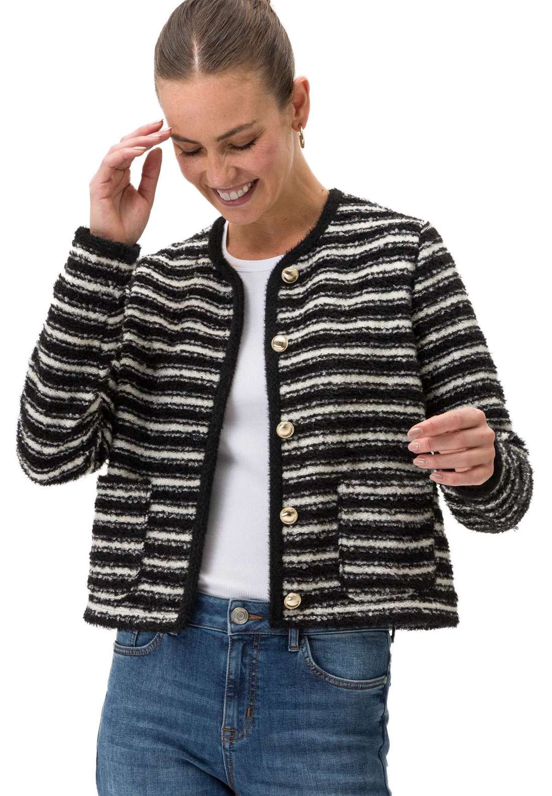 толстовка zero Bouclè Jacke mit Streifen