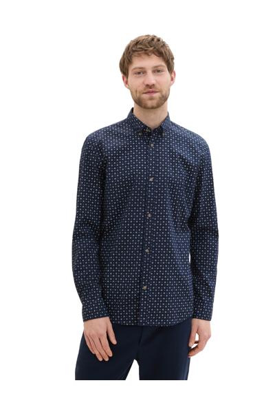Рубашка с длинными рукавами и полосатым узором POPLIN