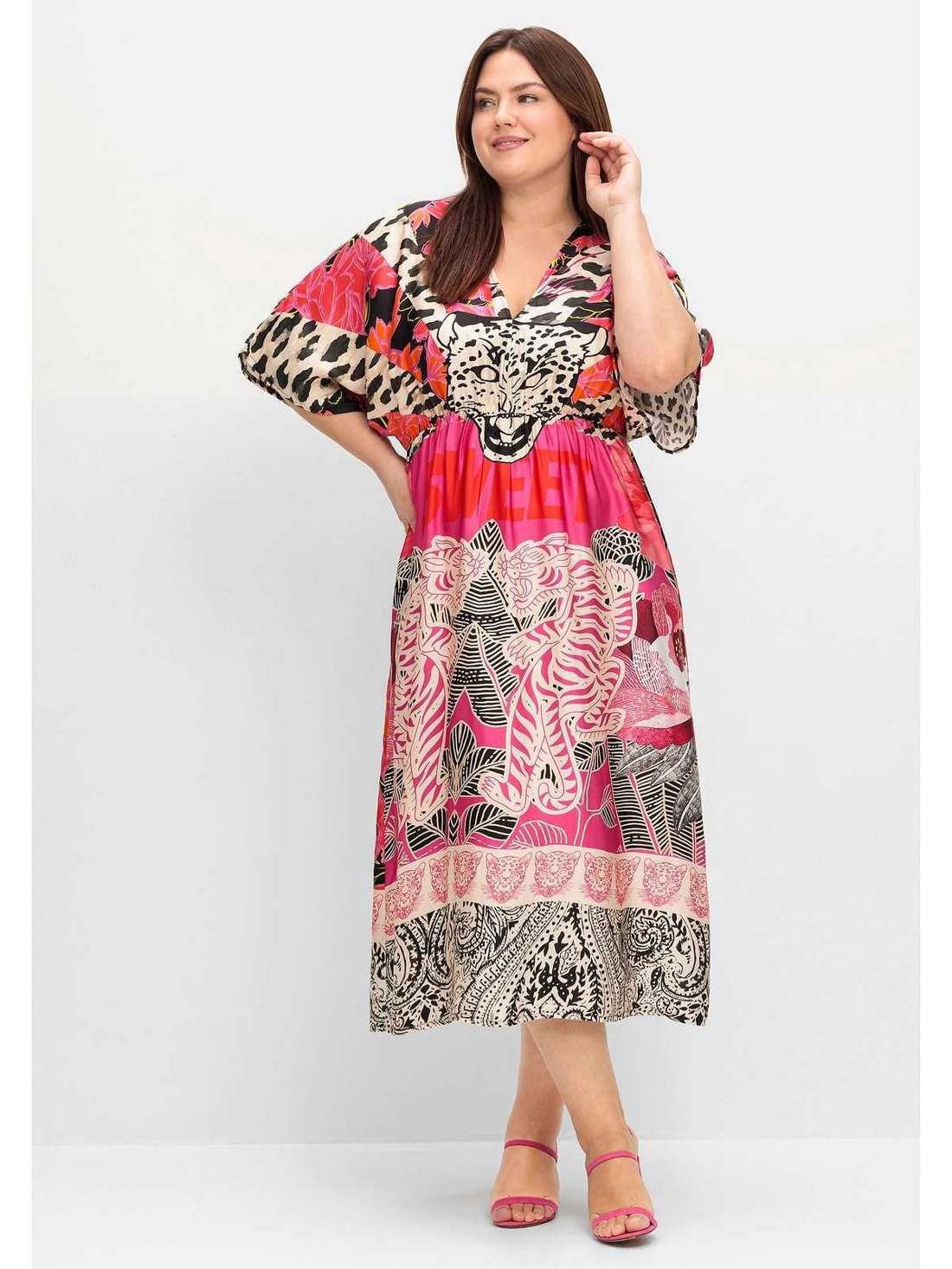 Летнее платье микс фасонов с широкими рукавами. Große Größen