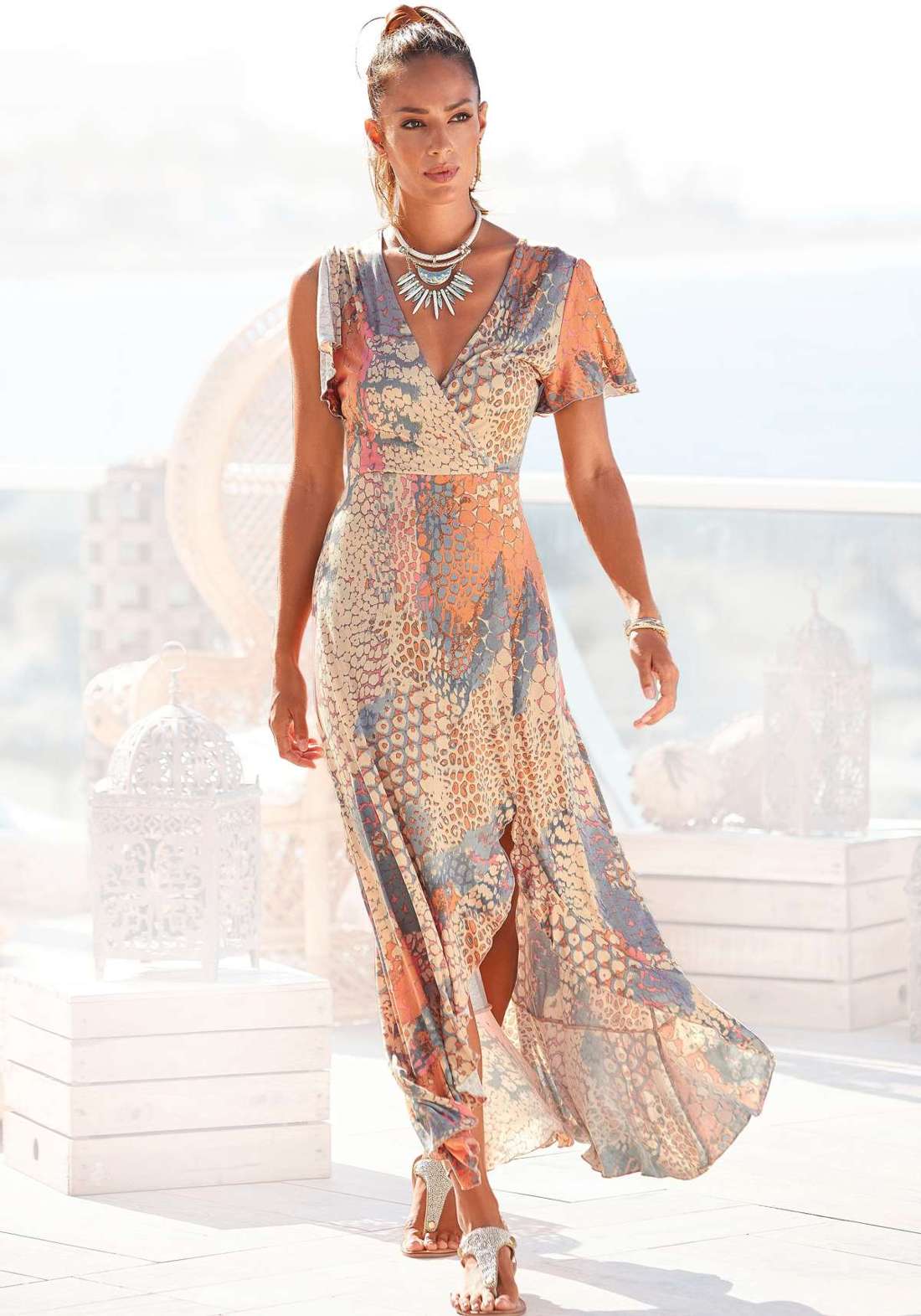 Платье макси с животным принтом