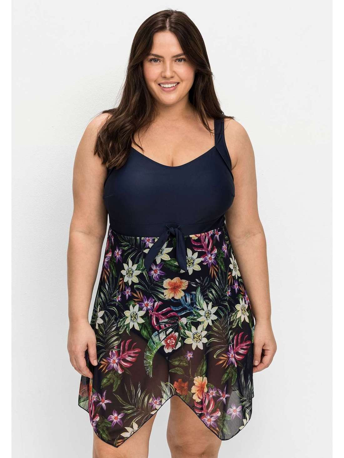 Купальное платье с плавками и сетчатой юбкой Große Größen