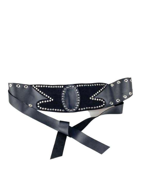 Кожаный ремень с заклепками и люверсами Lianne