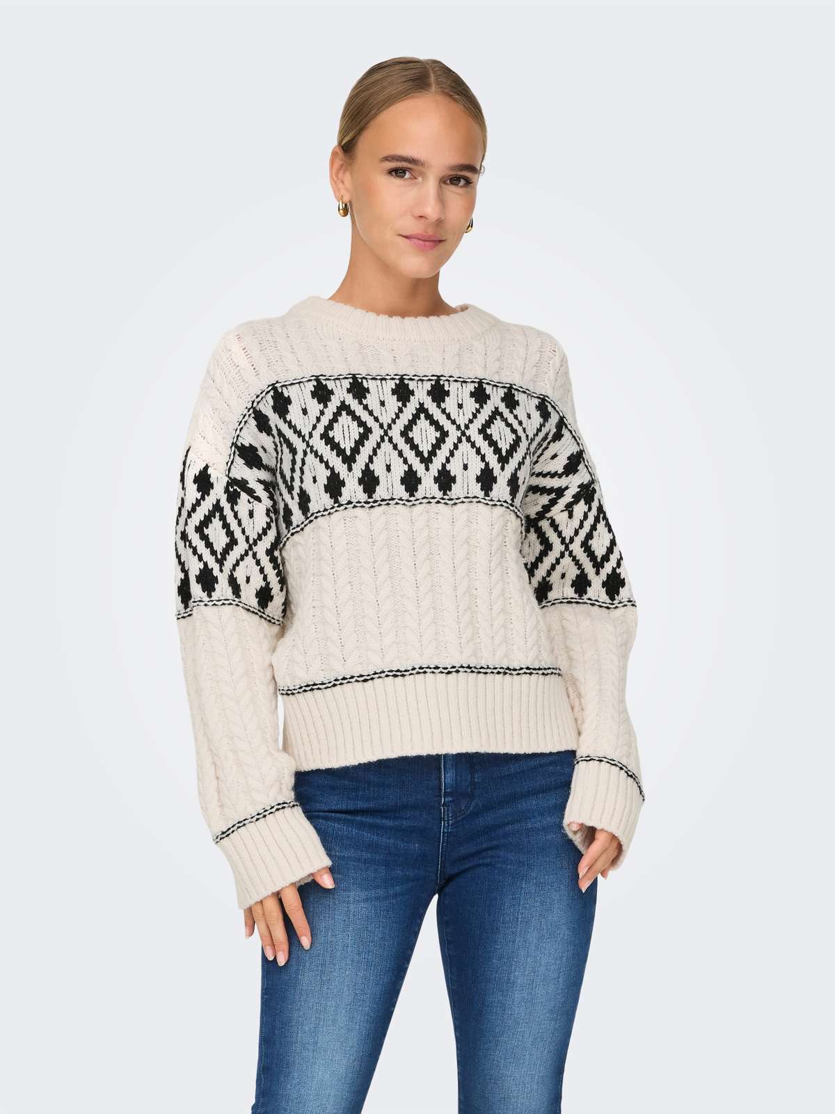 Вязаный свитер с узором спицами. ONLMARENT L/S PULLOVER KNT NOOS