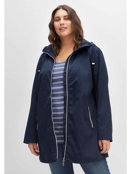 Уличная куртка с капюшоном А-силуэта с капюшоном и кулиской Große Größen