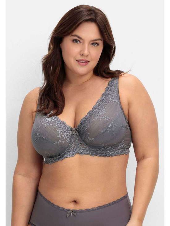 Бюстгальтер на косточках с кружевом с цветочной вышивкой Große Größen