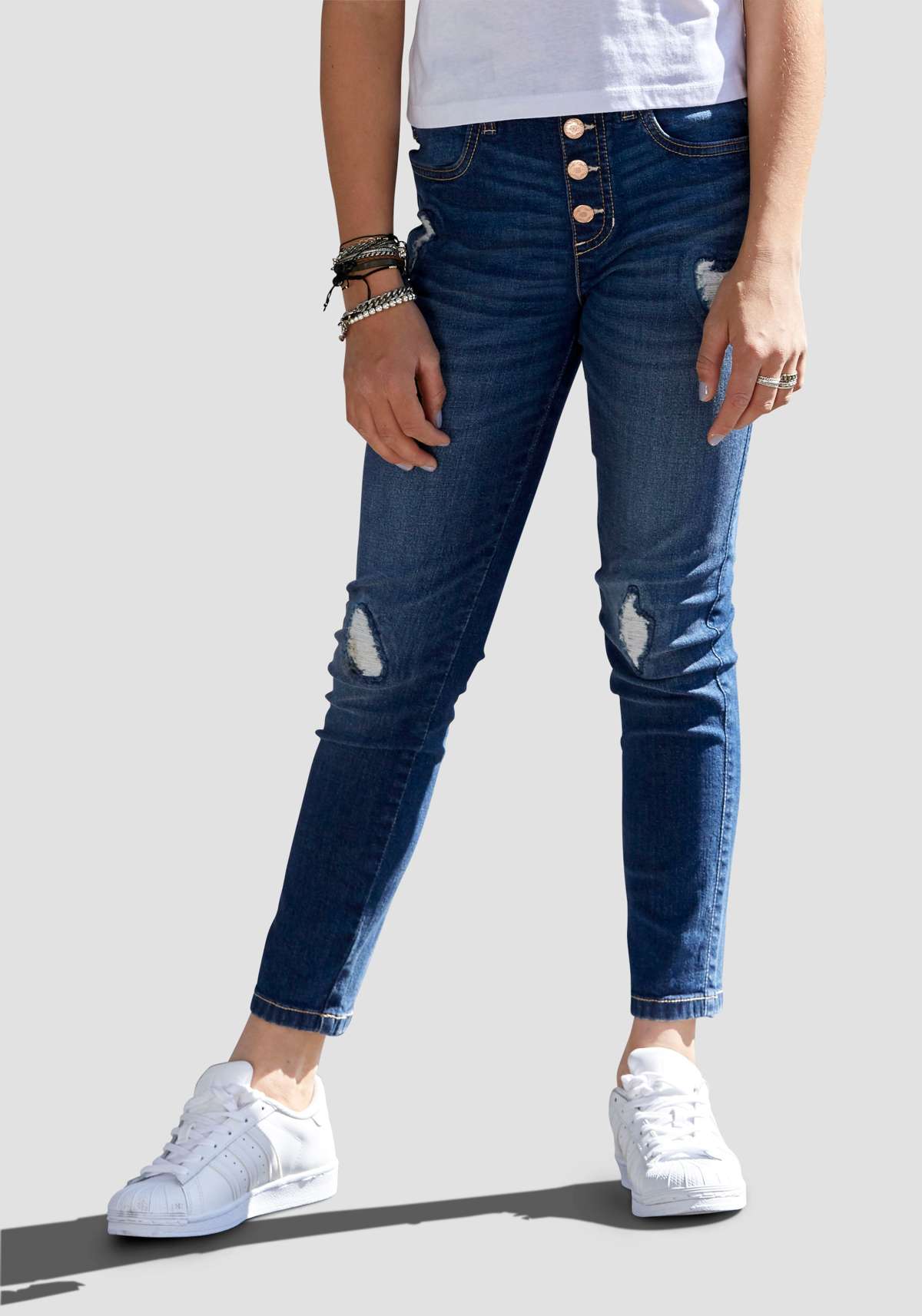 Джинсы стрейч , Hight-Waist Jeans fur Madchen