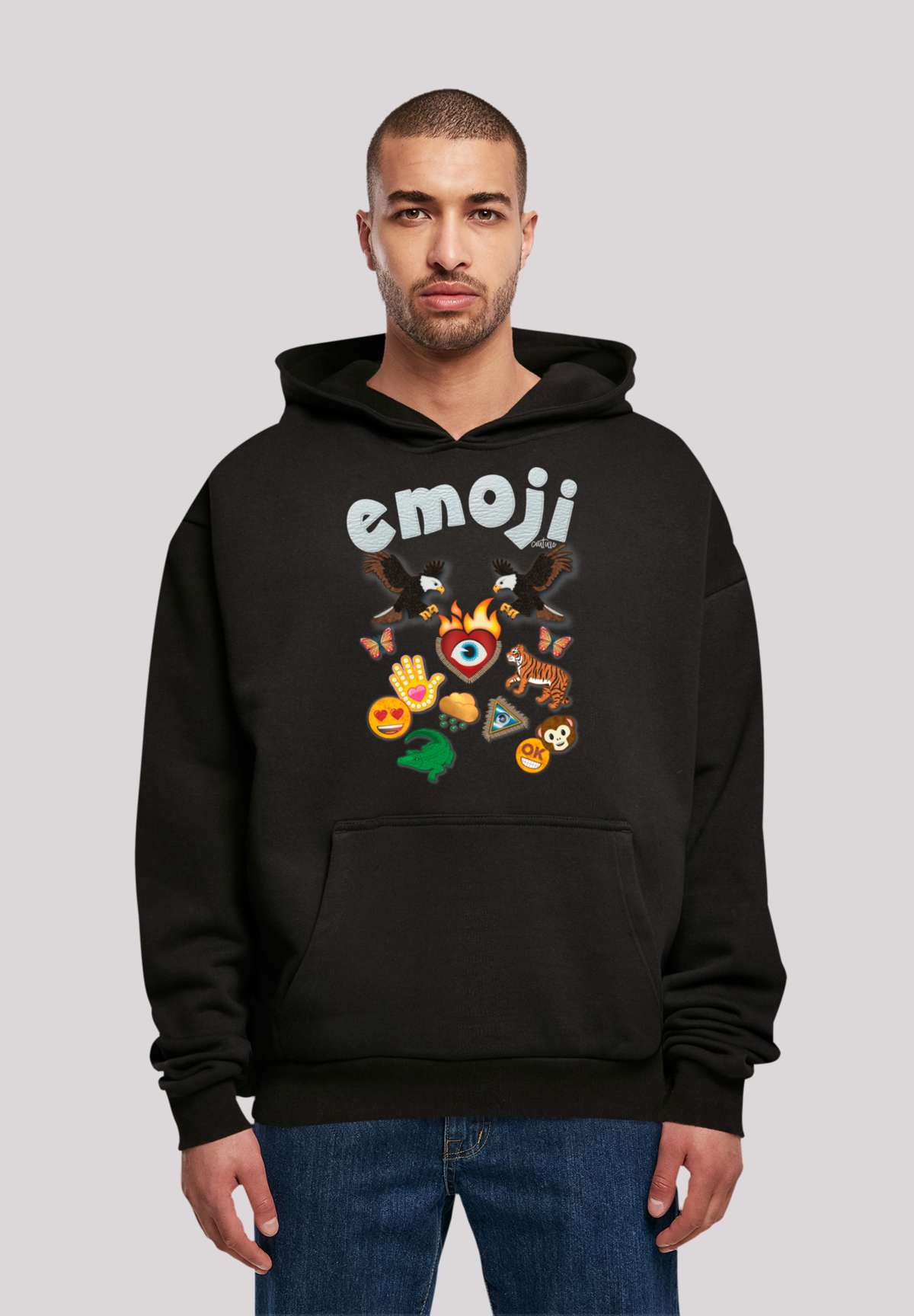 Толстовка с капюшоном emoji couture logo with icons