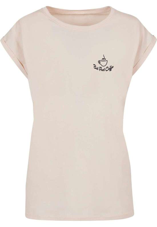 футболка Damen Ladies But First Coffee Extended Shoulder Tee