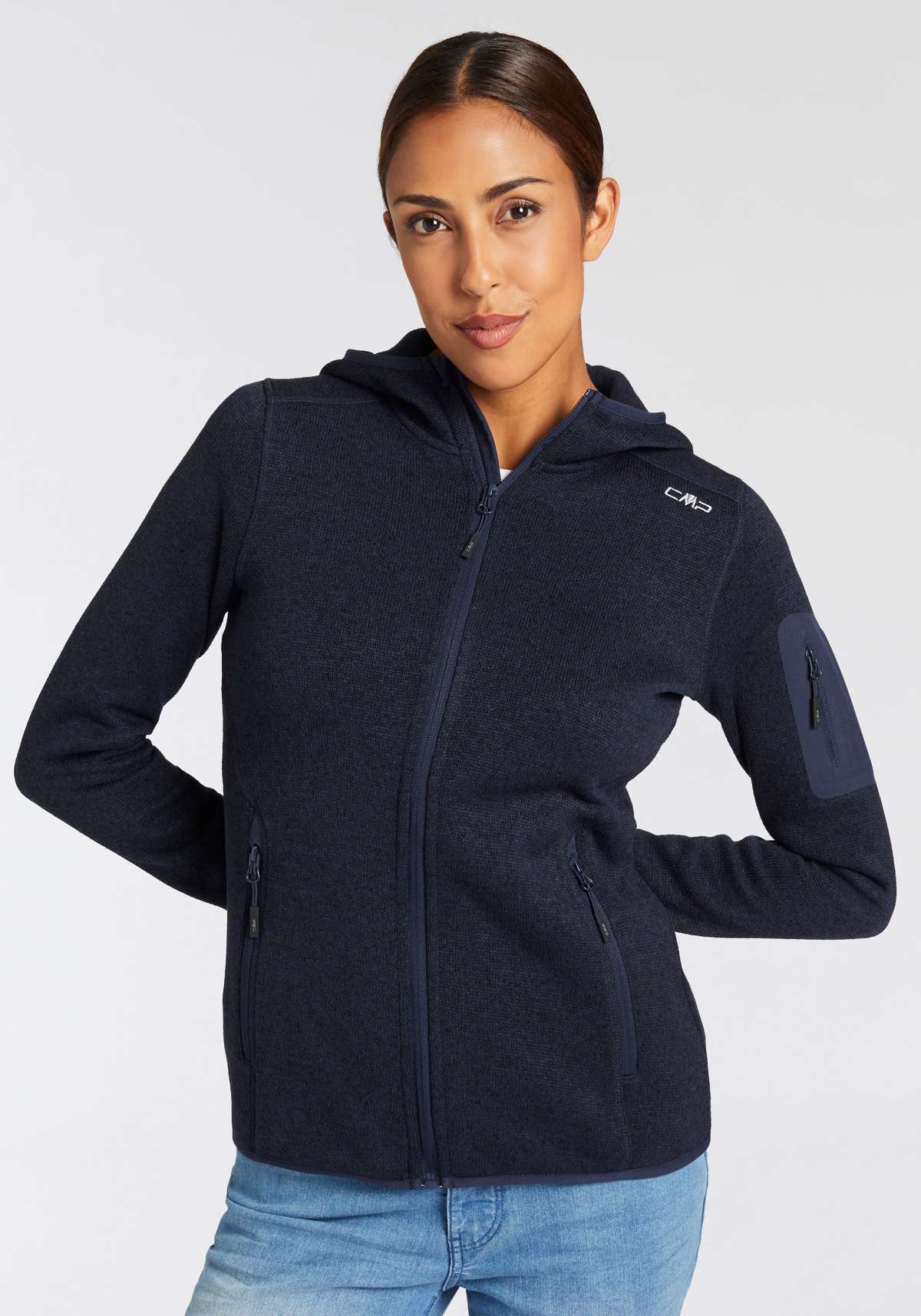 Вязаная флисовая куртка KNITTED MELANGE HOODY WOMAN HOODY