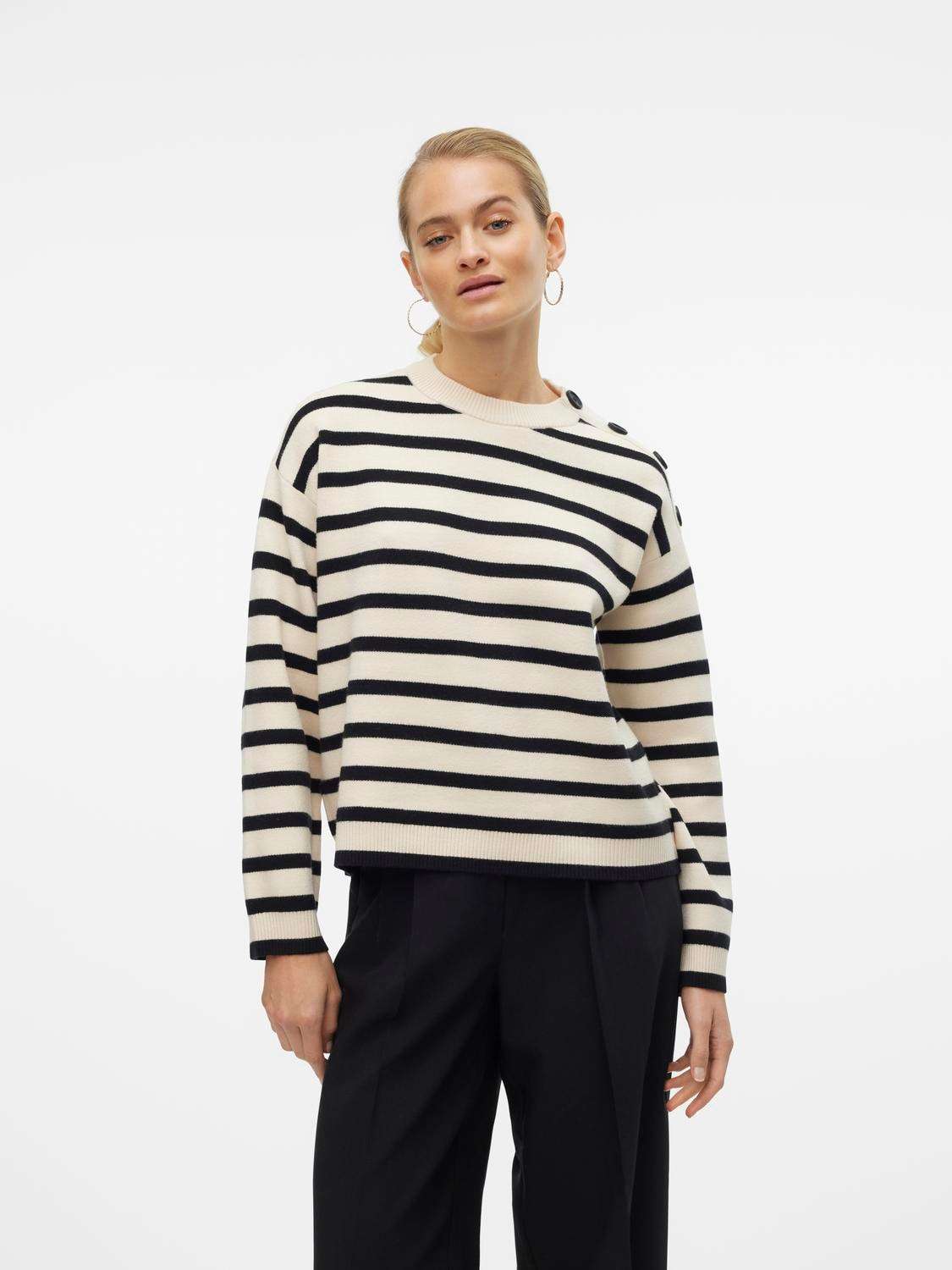 Свитер с круглым вырезом VMSABA LS O-NECK BUTTON PULLOVER GA NOOS