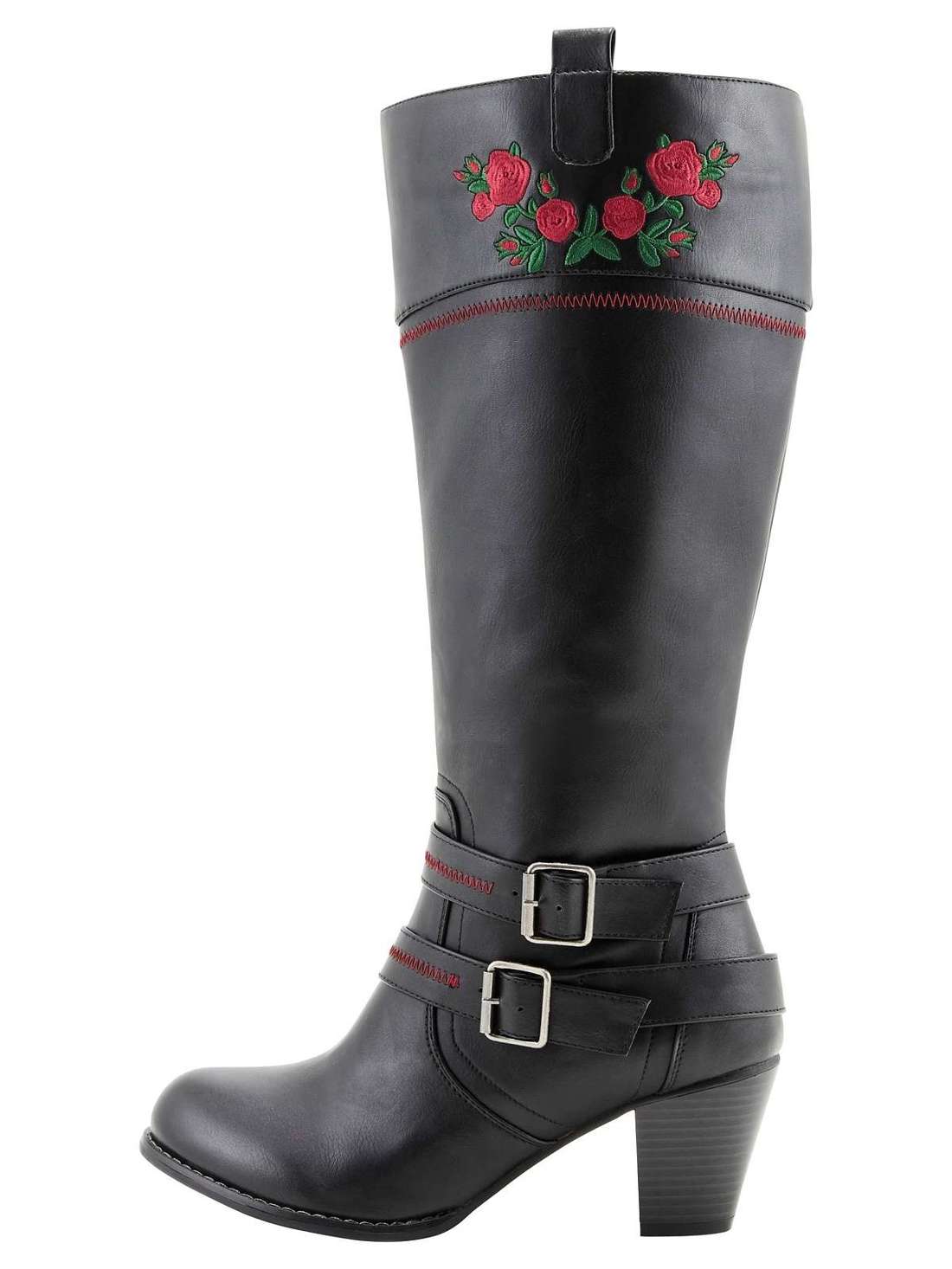 Широкие сапоги в ковбойском стиле с цветочной вышивкой. Große Größen