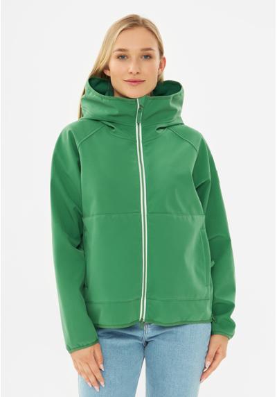 Куртка Softshell, не содержит ПВХ и ПФУ, водоотталкивающая, ветронепроницаемая, с капюшоном.