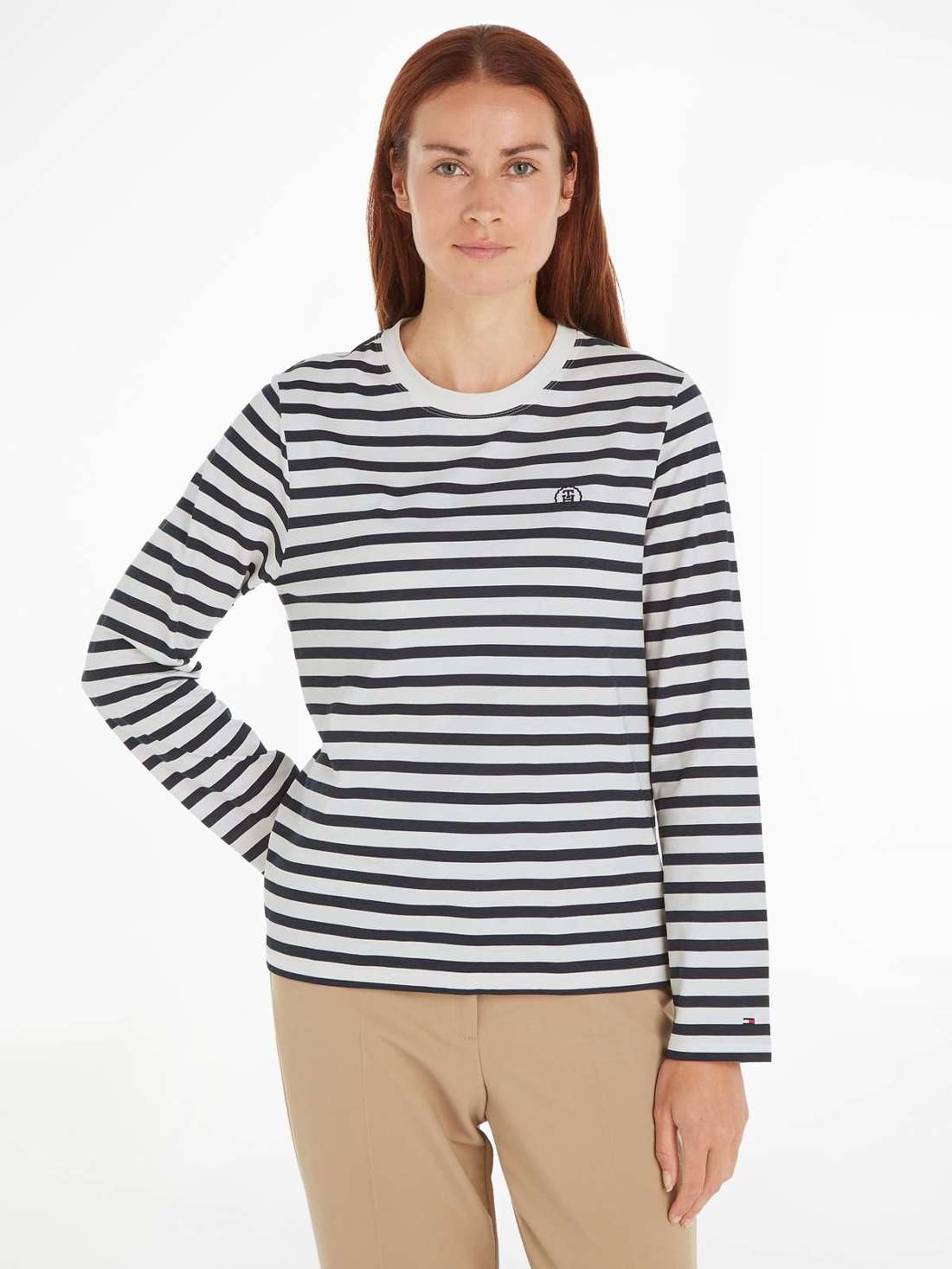 Рубашка с длинными рукавами в полоску с логотипом Tommy Hilfiger... MODERN REG STRIPE C-NK LS