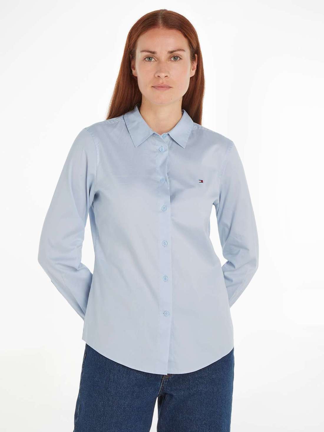 Блузка-рубашка с вышивкой логотипа STRETCH OXFORD REGULAR SHIRT