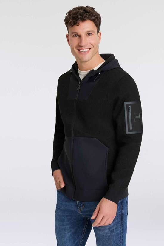 Вязаная флисовая куртка с капюшоном и светоотражающими деталями по подолу. Mightor