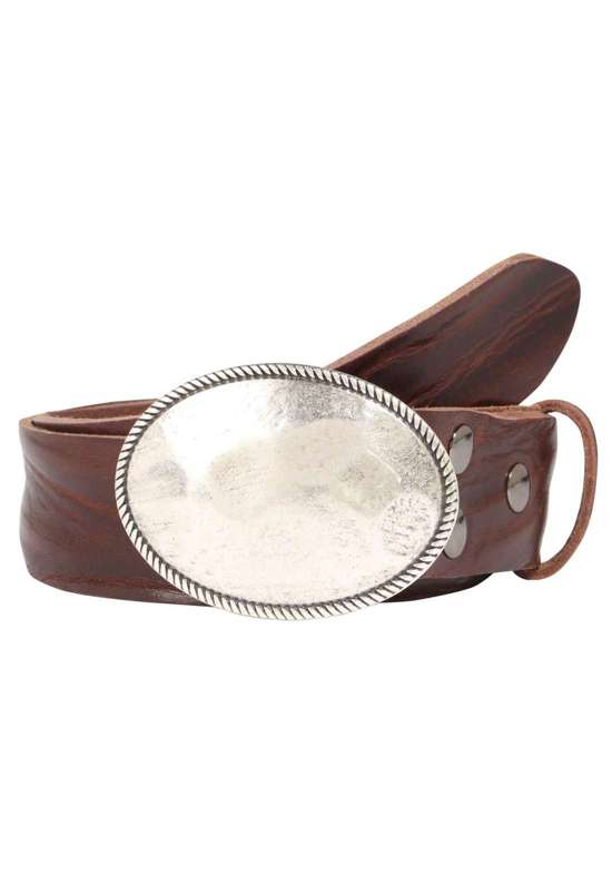 Кожаный ремень со сменной застежкой. Oval Matt Gehämmert