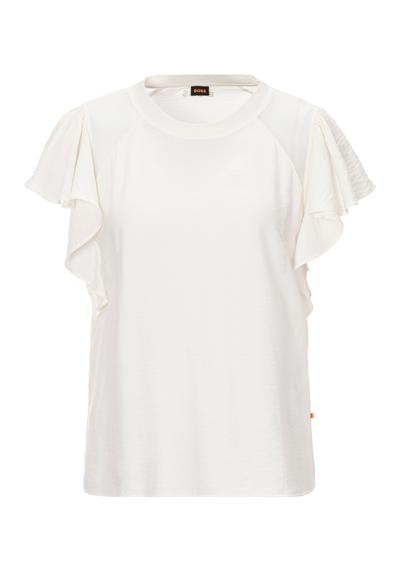 Блузка-рубашка с воланом и сетчатыми вставками