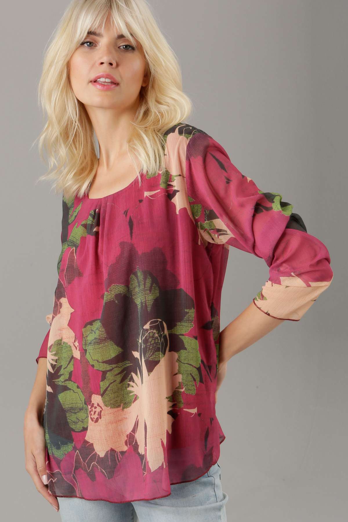 Блузка-слип с крупным цветочным принтом в осенних тонах