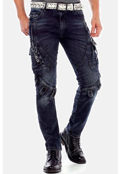 Джинсы-карго с пряжками и вышивкой. Jeans