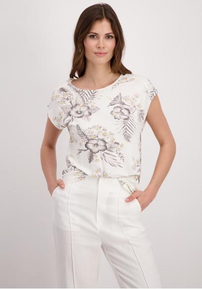 Рубашка с круглым вырезом и цветочным узором