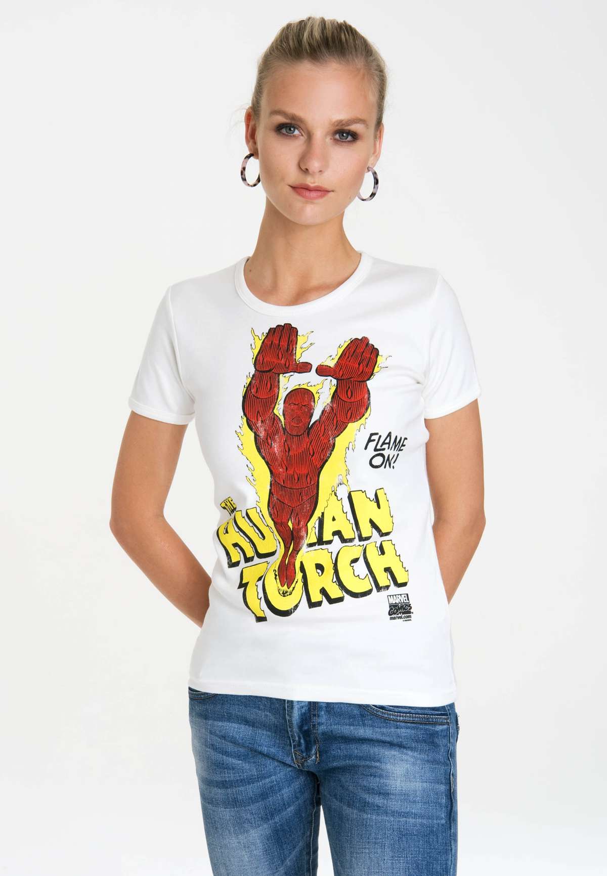 Футболка с лицензионным оригинальным дизайном Human Torch – Flame On