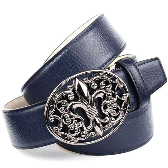 Кожаный ремень с застежкой-лилией