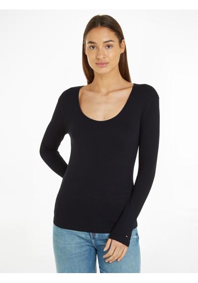 Рубашка с длинными рукавами и вышивкой логотипа SLIM 5X2 RIB SCOOP-NK LS