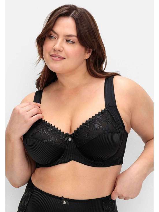 Бюстгальтер-минимайзер с цветочным кружевом и косточками. Große Größen
