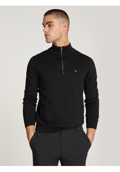 Свитер с воротником стойкой и вышивкой логотипа COTTON SILK BLEND QUARTER ZIP