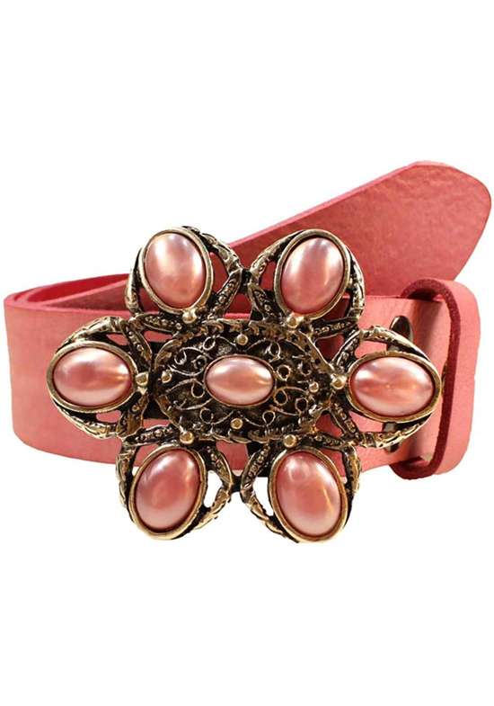 Кожаный ремень со сменной застежкой. Nostalgie Perle Rosa