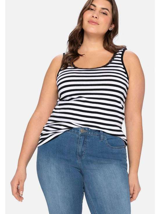 Майка с кружевом на вырезе Große Größen