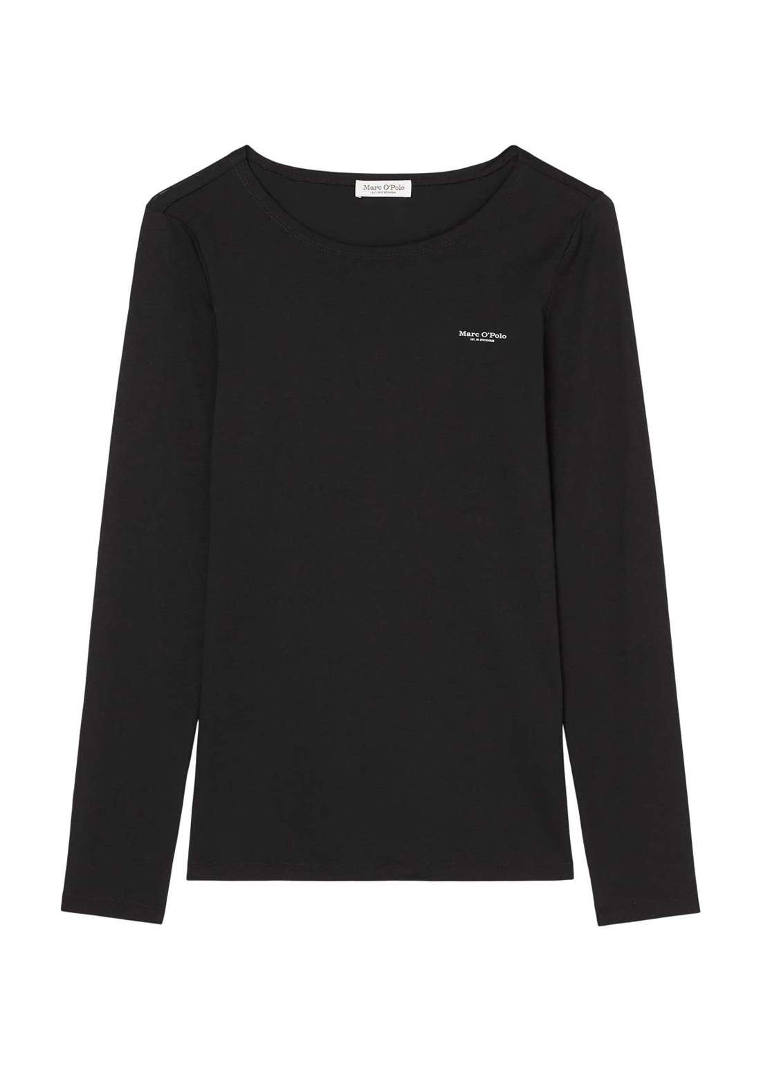 Рубашка с длинными рукавами и принтом-лейблом на уровне груди.