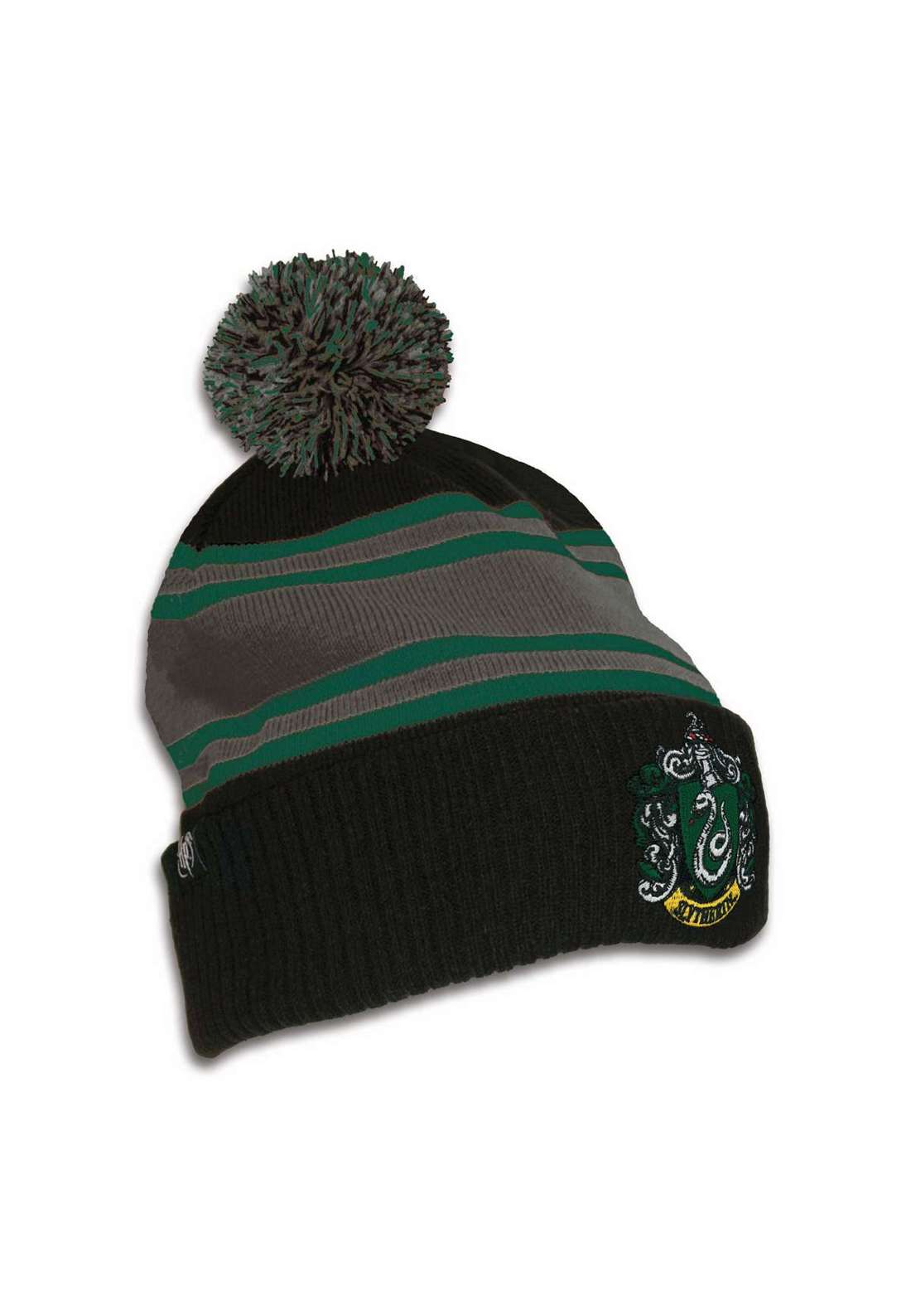 Вязаная шапка с лицензионной вышивкой. Harry Potter - Slytherin