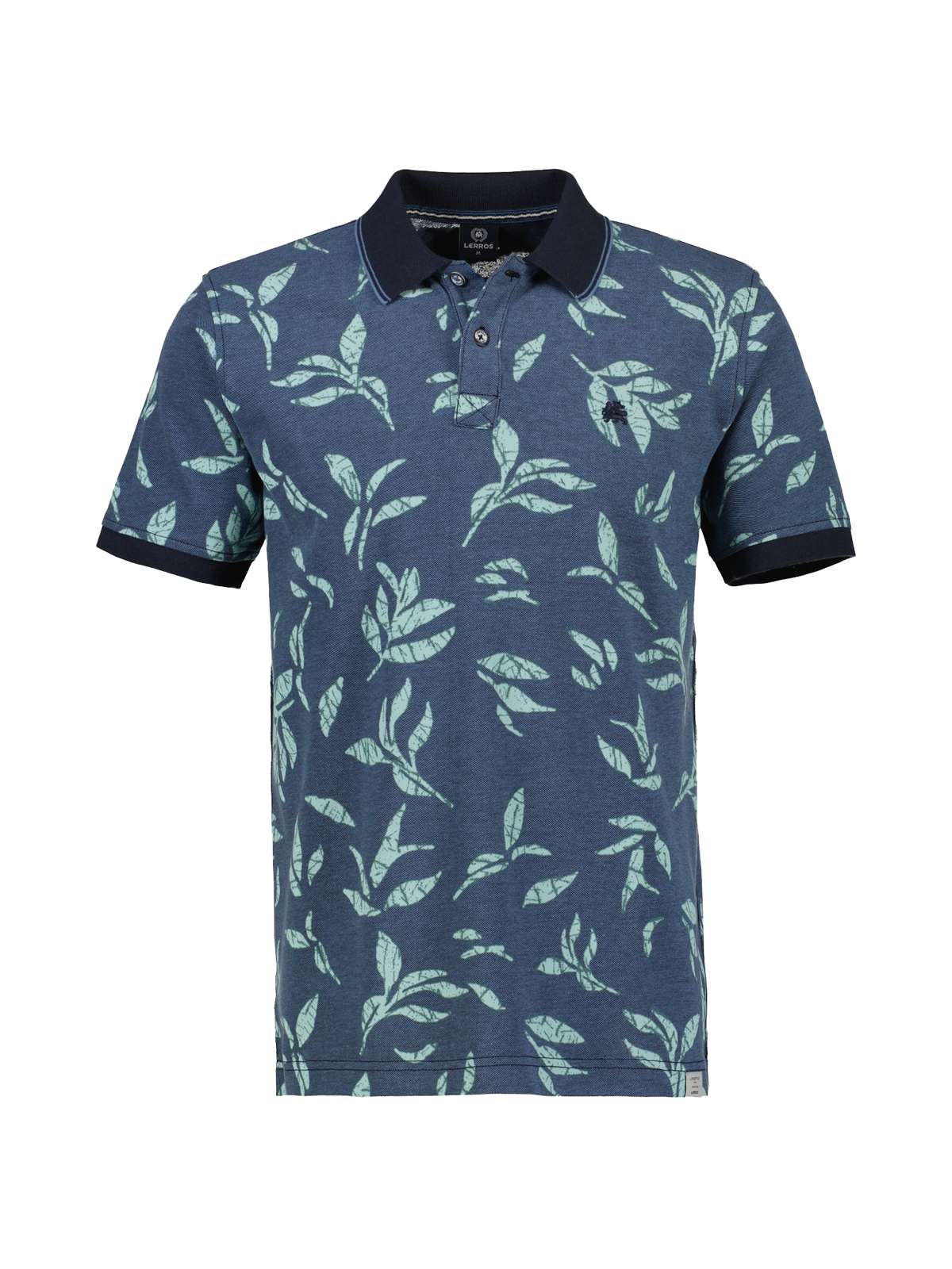 рубашка поло LERROS Poloshirt mit floralem Druck und abgesetzen Details