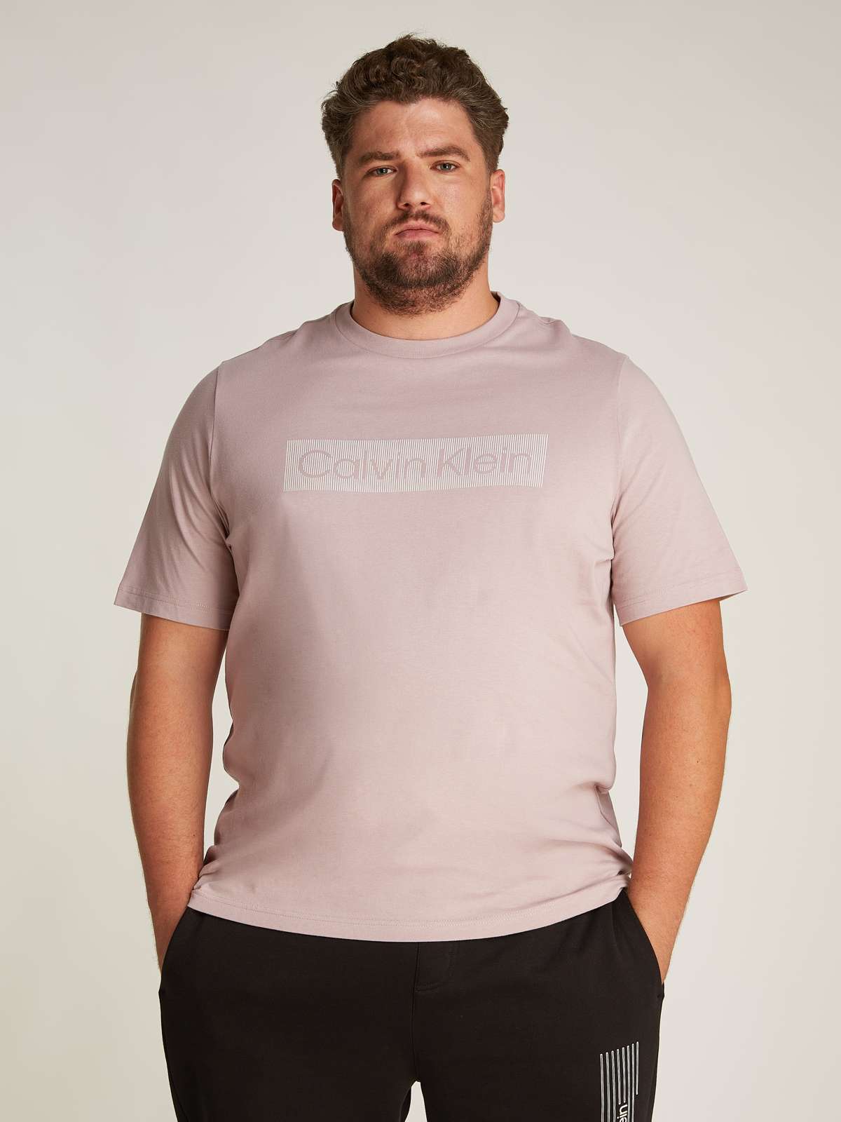 Футболка больших размеров с надписью-логотипом BT_BOX STRIPED LOGO T-SHIRT