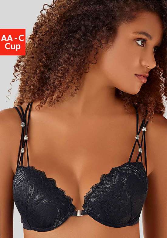 Бюстгальтер пуш-ап с бретелями в виде ленты и металлическими бусинами под старину.