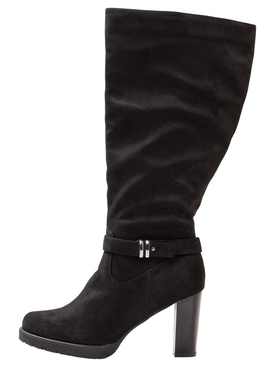 Ботинки с широким голенищем из замши с ремешком с пряжкой Große Größen