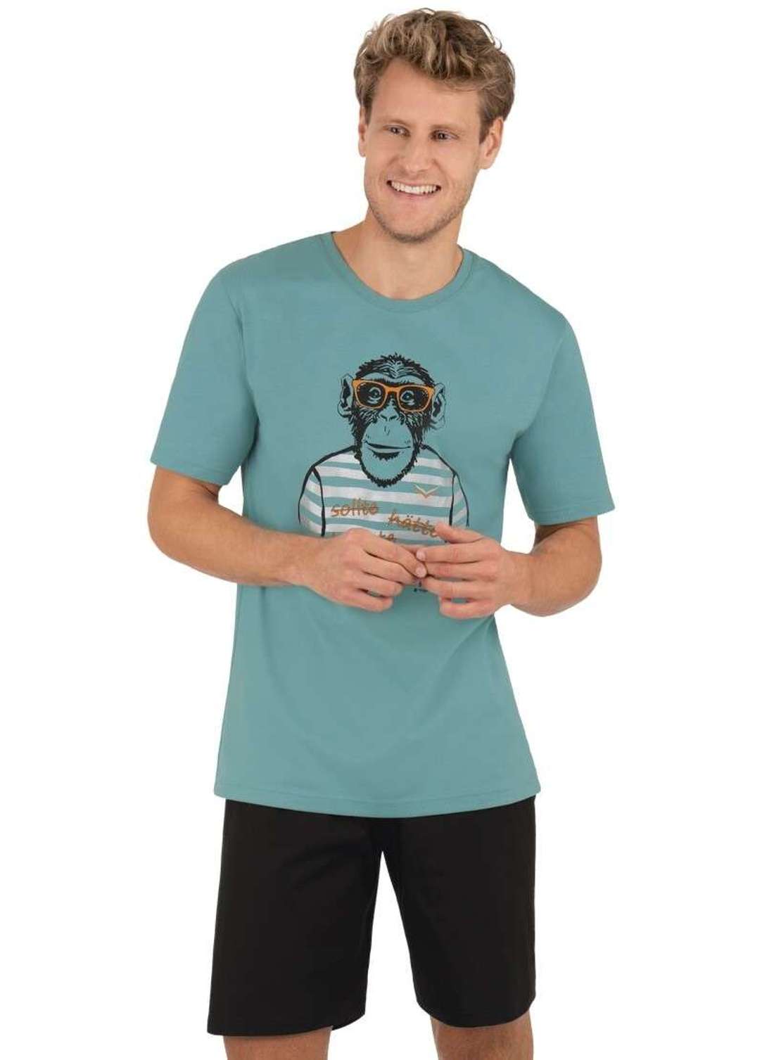 Пижамы TRIGEMA Schlafanzug mit Affen-Druckmotiv