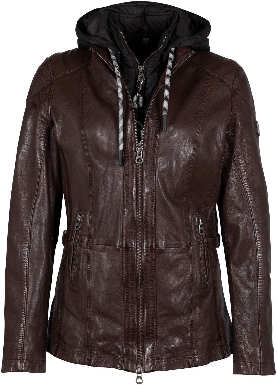 Кожаная куртка с капюшоном и двусторонней молнией. GWAllmut