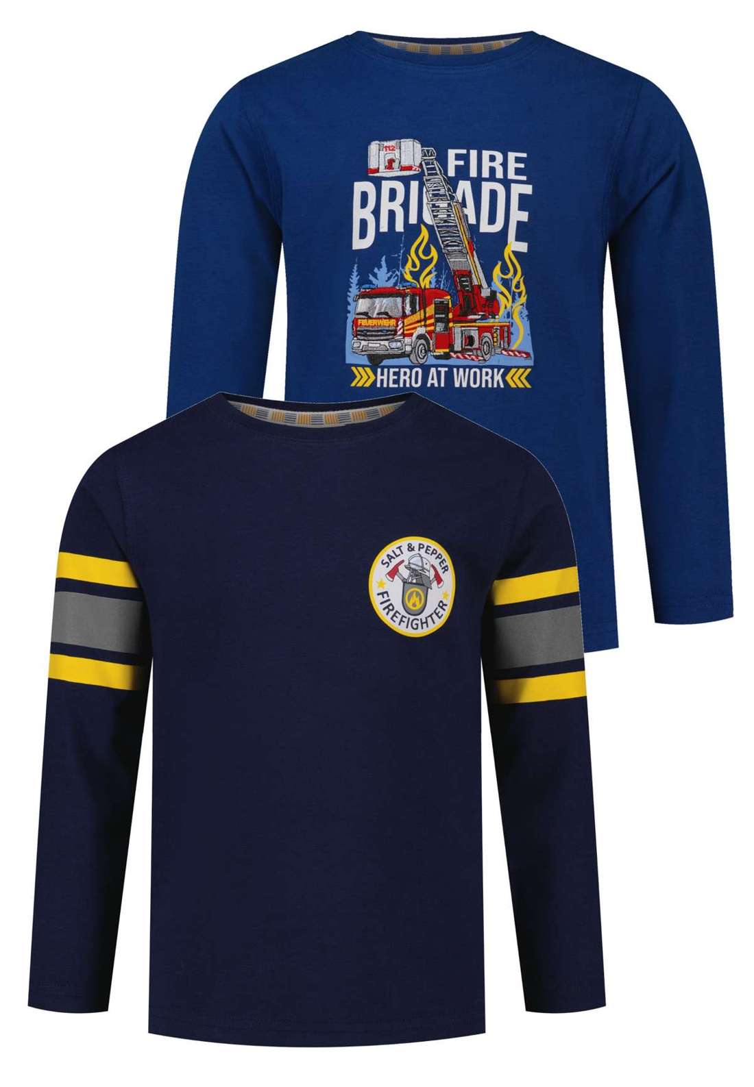 Рубашка с длинными рукавами с принтом и вышивкой в виде пожарной охраны