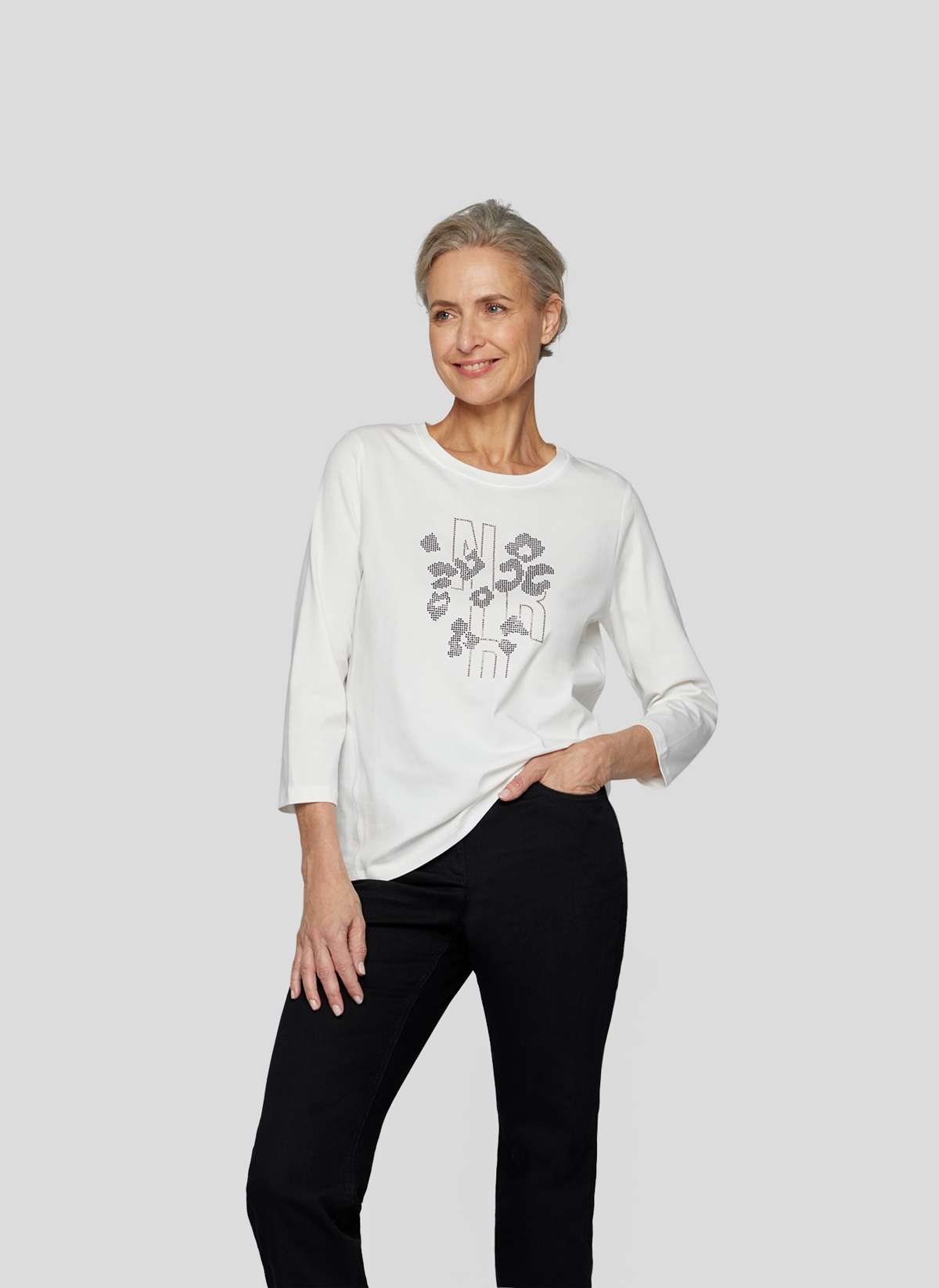 Рубашка с принтом Stilvolles 3/4-Arm-Shirt mit Strass-Print
