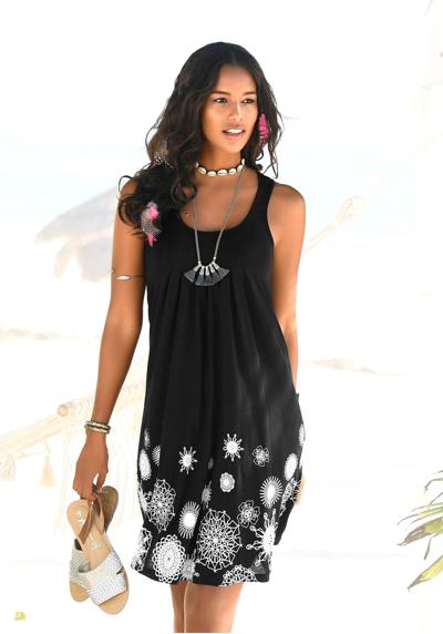 Пляжное платье с графическим принтом, летнее платье из легкого трикотажа