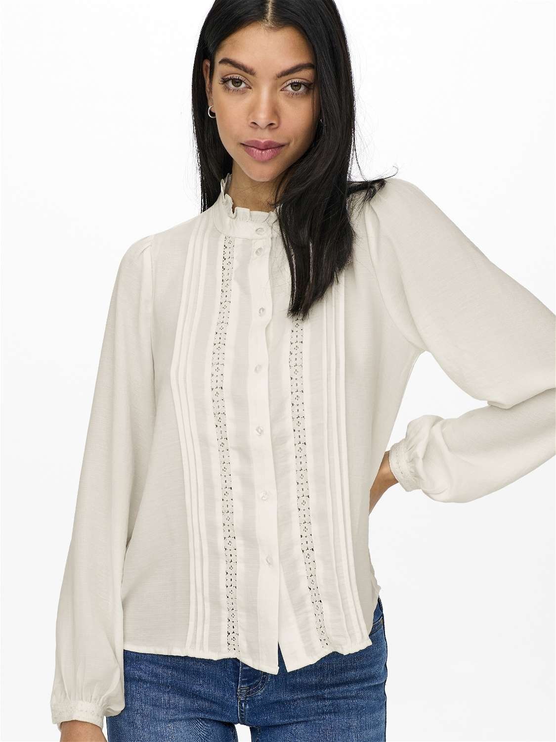 блузка с рюшами ELLIS L/S LACE SHIRT WVN NOOS