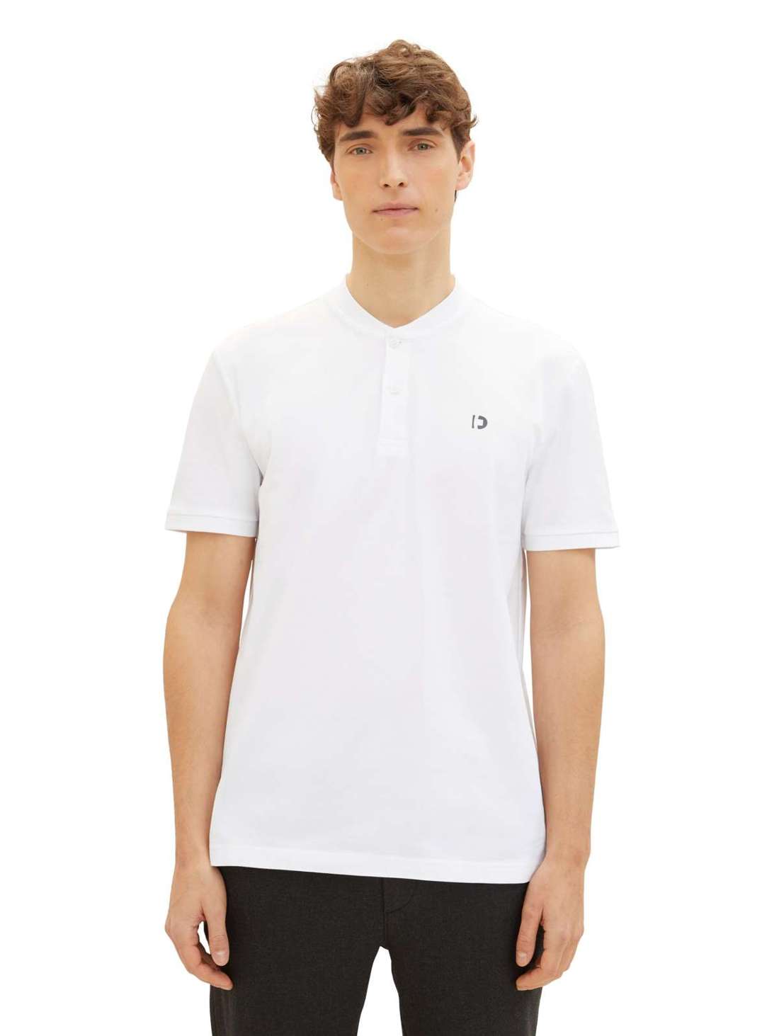 Рубашка-поло с воротником-бомбером/стойкой и принтом-логотипом